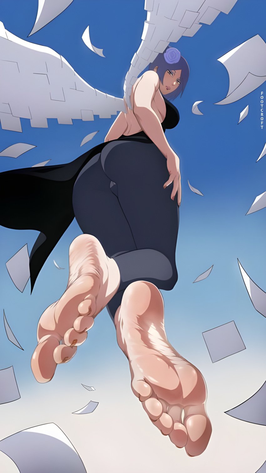 1girls barefoot feet female_only foot_fetish footcroft konan naruto toes