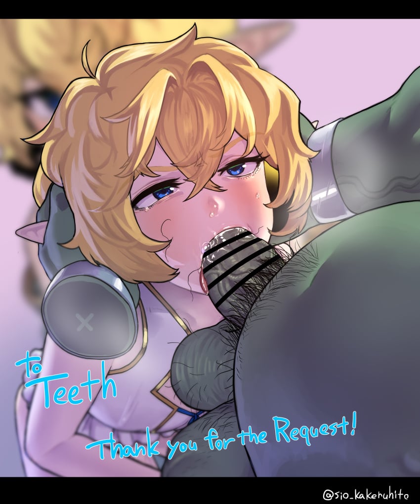 2boys blonde_hair blowjob blue_eyes elf elf_femboy elf_male face_fucking fellatio femboy gay girly light-skinned_femboy light-skinned_male light_skin male male/male oral oral_penetration oral_sex orc orc_dom orc_male