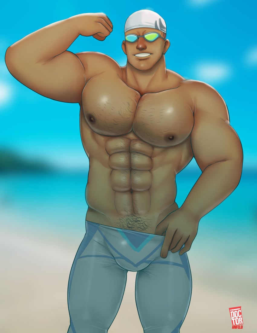 balls bara bulge doctor_anfelo flaccid flexing male male_only muscles muscular nintendo npc_trainer penis pokemon solo solo_male swimmer_(pokemon) swimmer_(pokemon_masters)