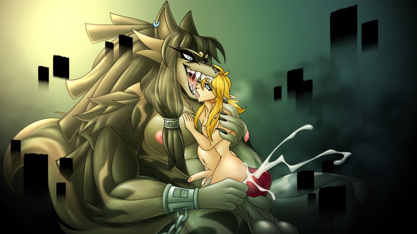 absurd_res ahegarou animal_genitalia animal_penis anthro anthro_penetrating anthro_penetrating_human big_dom_small_sub blonde_hair blue_eyes bodily_fluids breath_of_the_wild canine_genitalia canine_penis cum cum_in_ass cum_inside dominant drooling duo ear_piercing ear_ring extreme_french_kiss femboy french_kissing genital_fluids genitals hair hi_res human human_on_anthro human_penetrated humanoid hyper interspecies kissing knot link long_hair male male/male mammal muscular neck_bulge nintendo pecs penetration penis piercing ponytail ring_piercing saliva sex sharp_teeth size_difference stomach_bulge teeth the_legend_of_zelda twilight_princess wolf_link