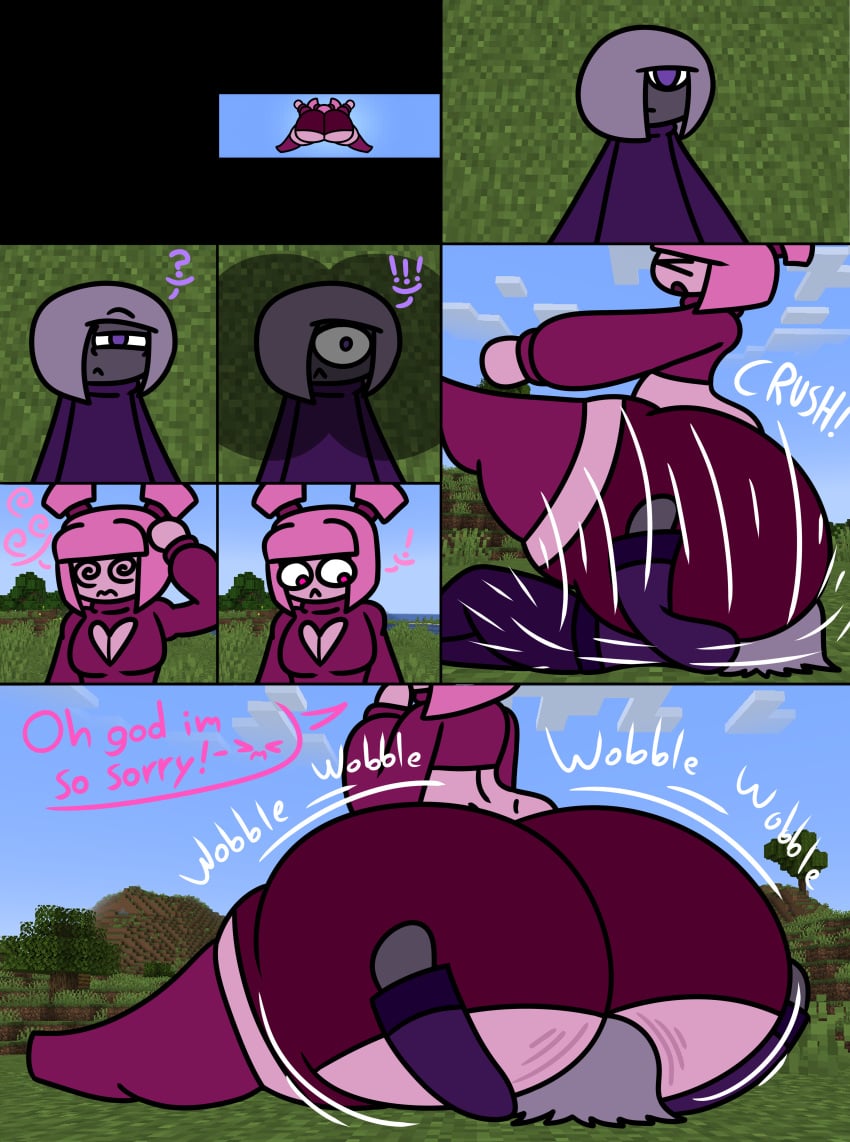 baws_(artist) big_ass big_butt comic comic_page cute cute_face facesitting femboy funny huge_ass huge_butt minecraft pink_hair purple_hair