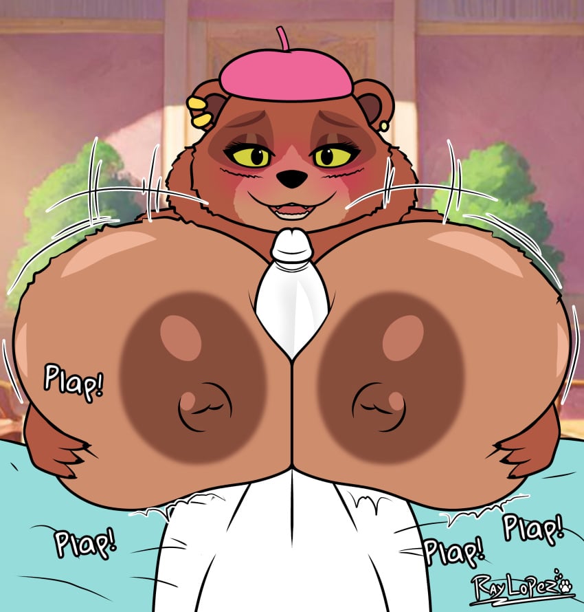 1boy 1boy1girl 1girls 2025 anon anthro anthro_only areolae bear bear_ears bear_girl bed big_areola big_lips blush blush_lines breast_grab breast_on_penis breasts brown_fur chubby digital_drawing_(artwork) digital_media_(artwork) earrings eyebrows eyelashes eyeshadow fairy_tales fangs female female_focus furry furry_female gigantic_breasts goldilocks_and_the_three_bears green_eyes green_sclera hat hi_res highres horny_female huge_breasts huge_cock looking_at_viewer lying_on_bed male/female mama_bear mama_bear_(puss_in_boots) mammal mature_anthro mature_female mature_woman milf nipples nude on_bed onomatopoeia open_mouth penis puss_in_boots_(dreamworks) puss_in_boots_the_last_wish raylopez shrek_(series) smile smile_at_viewer tagme teeth titjob tongue ursid ursine white_body y/n