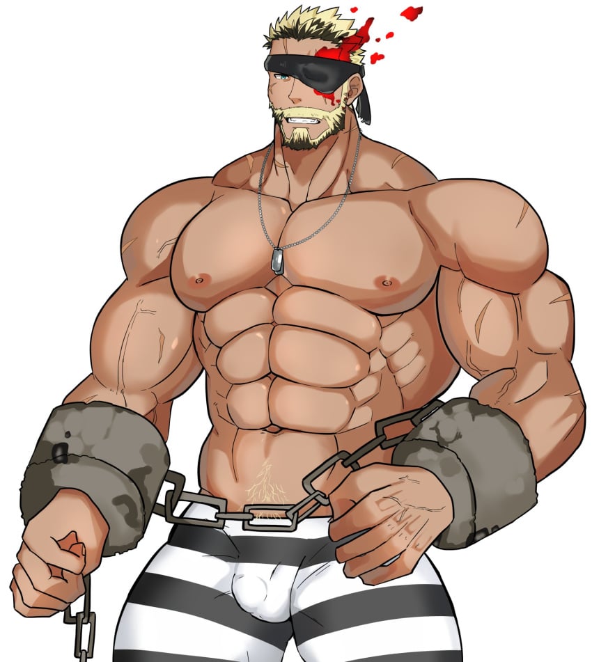 balls balor_(tokyo_afterschool_summoners) bara beard bulge facial_hair flaccid male male_only muscles muscular penis shirtless solo solo_male souyata0502 tokyo_afterschool_summoners