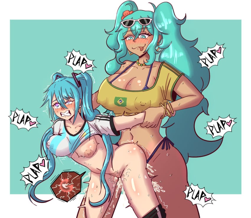 1futa 1girls argentinian_miku astralx bent_over big_breasts blue_hair brazilian_miku cum cum_in_pussy fertilization futa_on_female futadom futanari hatsune_miku heart-shaped_pupils huge_breasts impregnation large_breasts light-skinned_female ovum ovum_with_heart prison_guard_position sex sex_from_behind standing_sex vaginal_penetration vocaloid