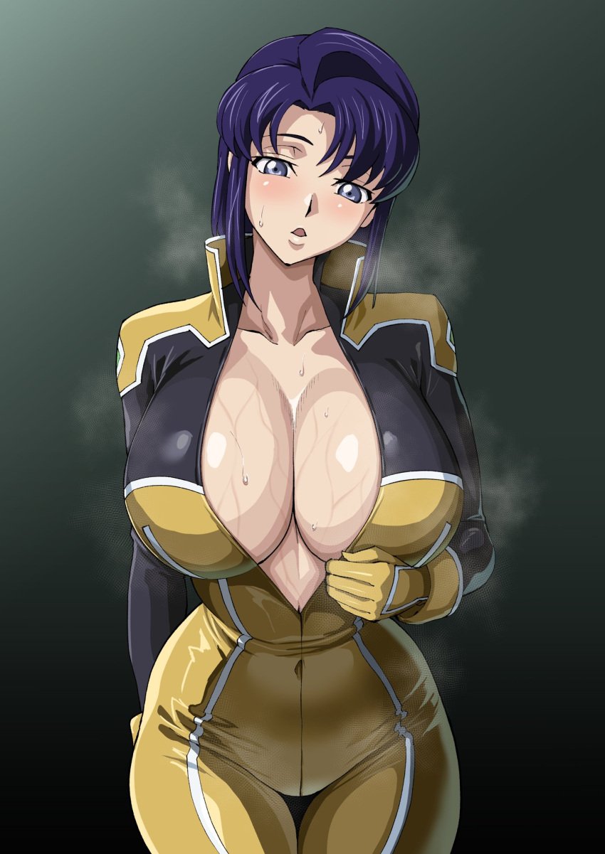 1girls alternate_breast_size alternate_version_available armpits bare_shoulders big_breasts blue_background blue_eyes blue_hair blush bodysuit bound_arms breasts breasts_out bursting_breasts cecile_croomy chains cleavage closed_mouth code_geass female female_only gigantic_breasts hairband highres huge_breasts iwao178 large_areolae large_breasts looking_at_viewer massive_breasts mirror navel nipples no_bra open_clothes pubic_hair short_hair solo solo_female solo_focus steam steaming_body sweat thick_thighs thigh_clothes tight_clothing wide_hips