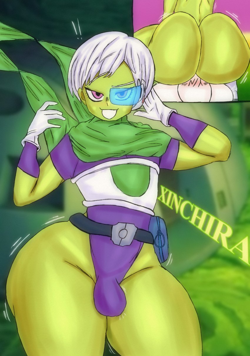 1boy alien ass ass_focus bag bodysuit bulge cheelai dragon_ball english_text face_sitting fat_ass femboy femboy_only feminine feminine_male flat_chested gloves green_skin huge_ass leotard male male_only naked parkretura scarf sitting_on_face solo solo_focus solo_male text thebushmenace thick_ass thick_thighs wide_hips xinchira