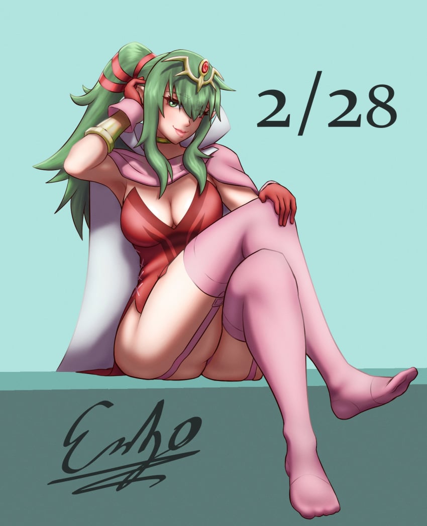 1girls ass big_ass cleavage crossed_legs enzo_(588arch) fire_emblem fire_emblem_awakening green_eyes green_hair large_breasts looking_at_viewer nintendo ponytail thick_thighs tiki_(adult)_(fire_emblem) tiki_(fire_emblem)