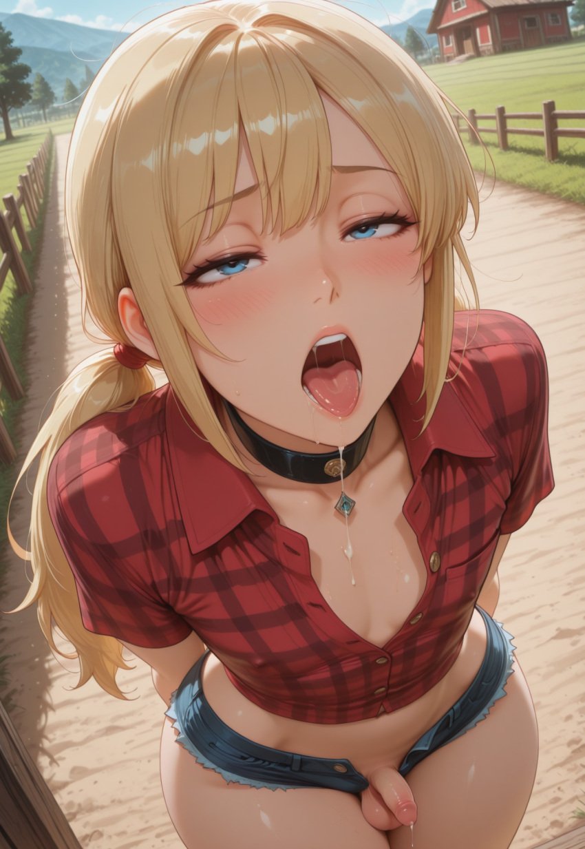 1boy 1femboy ai_generated androgynous ass balls ballsack blodne_hair blue_eyes clothed clothed_femboy clothing echodantalian femboy femboysub feminine_faced_male feminine_male feminization male penis penis_out penis_out_of_shorts ponytails sex sissification sissy solo stockings submissive submissive_femboy testicles tights tiny_waist trap yaoi