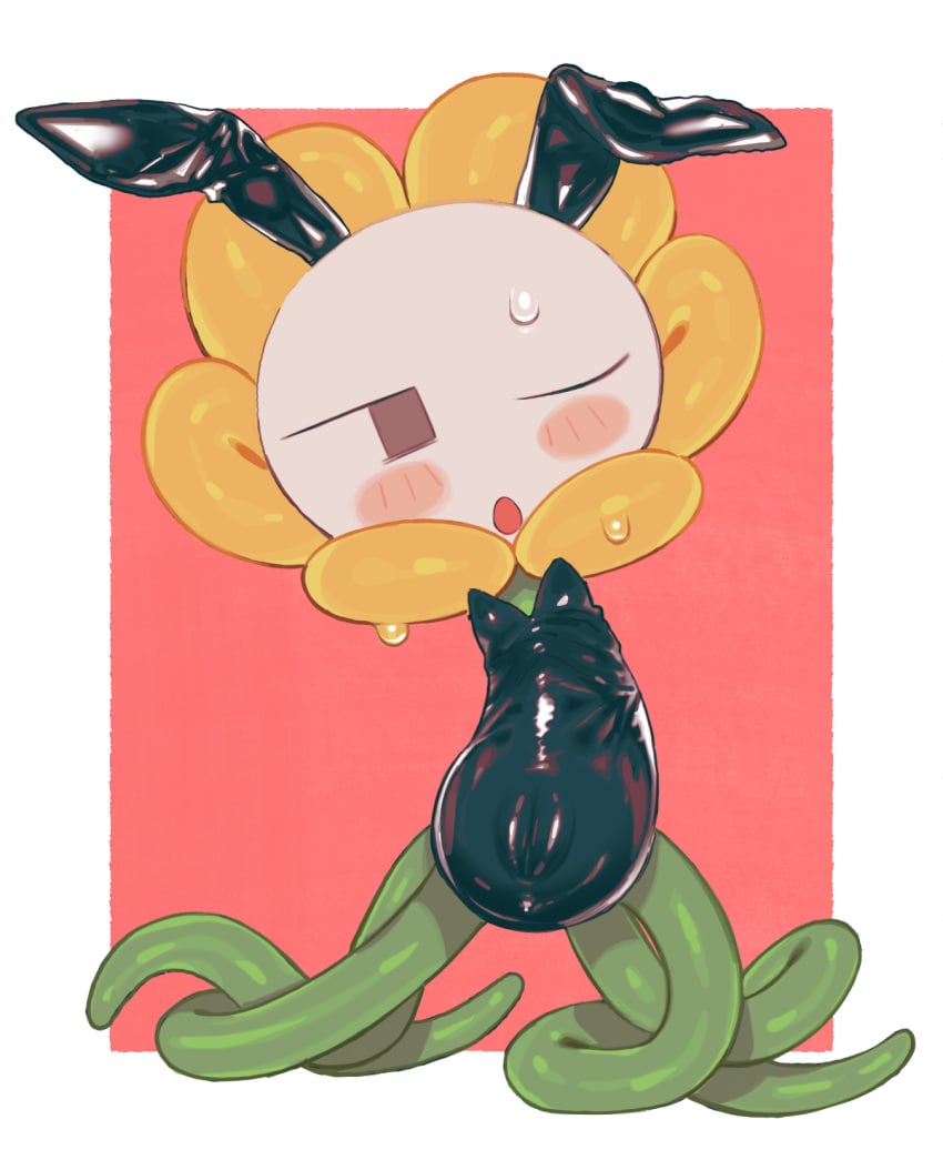 bunny_costume clothing costume elemental_creature flora_fauna flower flower_creature flowey_the_flower hi_res male male_only plant playboy_bunny retsuzyohana solo undertale undertale_(series)