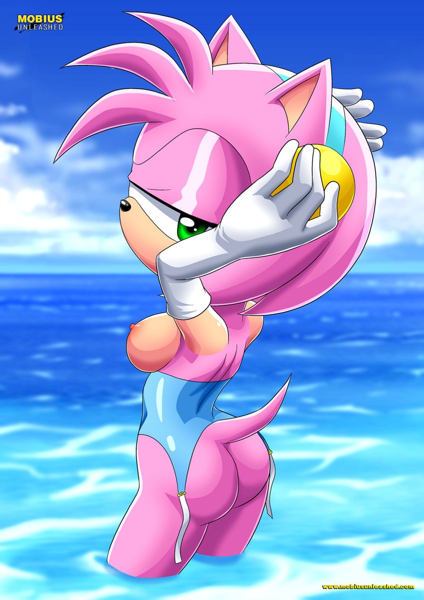 1girls amy_rose anthro ass bbmbbf breasts female female_only looking_at_viewer mobius_unleashed nipples palcomix sea sega solo sonic_(series) sonic_the_hedgehog_(series)