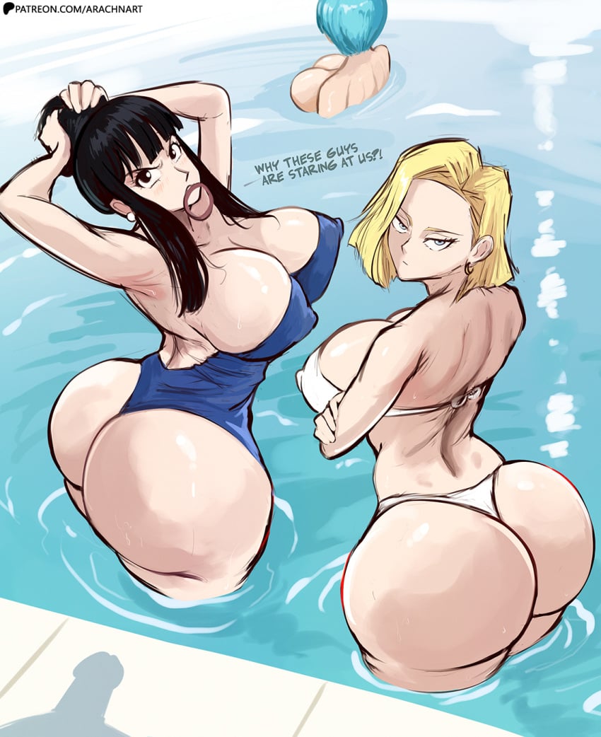 1boy 1boy3girls 3girls 3girls1boy 3milfs adult adult_female android android_18 angry angry_face annoyed_expression aqua_hair arachnart areola areolae armpit asian asian_female ass ass_focus back back_view backboob bangs big_ass big_breasts bikini bikini_bottom bikini_top black_eyes black_eyes_female black_hair black_hair_female blonde blonde_female blonde_hair blue_eyes blue_eyes_female blue_hair blue_swimsuit blue_swimwear blush blush_lines breasts bulma bulma_briefs chi-chi_(dragon_ball) chichi cleavage cleavage_cutout dragon_ball dragon_ball_z english_text female female_focus female_only hair_ribbon hair_ribbon_in_mouth hair_tie highres huge_ass huge_breasts implied_nudity japanese japanese_female large_breasts light-skinned_female light_skin long_hair long_sidelocks looking_at_viewer mature_woman medium_hair milf milfs mother mothers multiple_girls nipple_bulge nipples nude nude_female one-piece_swimsuit pale-skinned_female pale_skin penis_shadow pool round_ass shonen_jump short_hair short_hair_female shueisha sideboob sidelocks swimming_pool swimsuit swimwear tagme text tied_hair tight tight_clothes tight_clothing twitter_link tying_hair voluptuous voluptuous_female weekly_shonen_jump weekly_shounen_jump white_bikini white_bikini_bottom white_bikini_only white_bikini_top wide_hips women