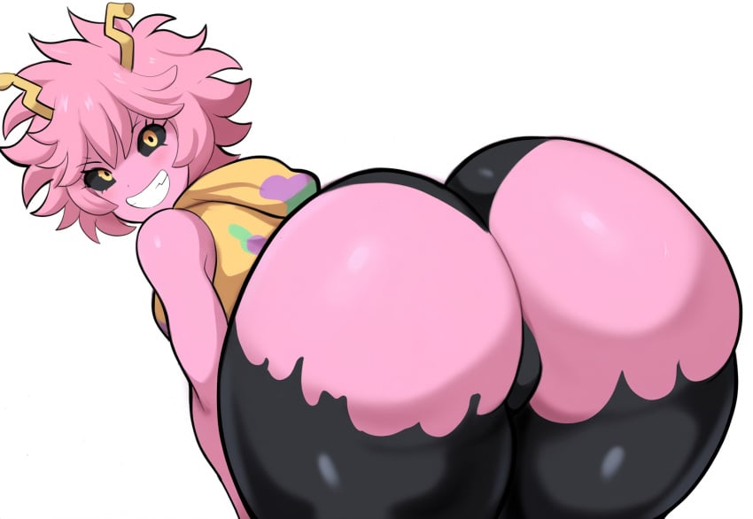 1girls ai_generated ashido_mina ass big_ass big_breasts female grin huge_ass mina_ashido mullon my_hero_academia novelai pink_hair smile solo superheroine thick_thighs