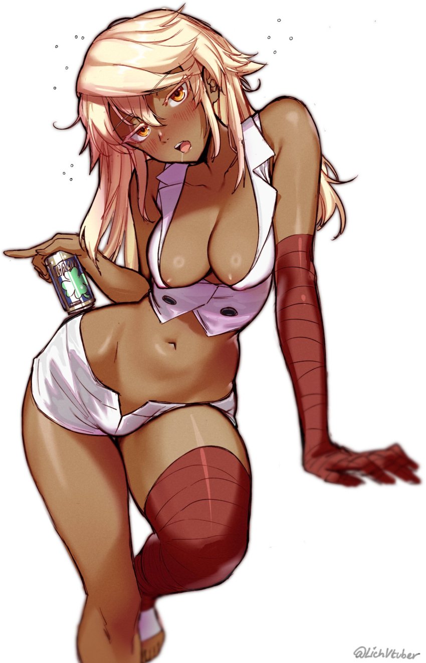 bsapricot clothed dark_skin drunk guilty_gear guilty_gear_strive no_bra ramlethal_valentine tagme