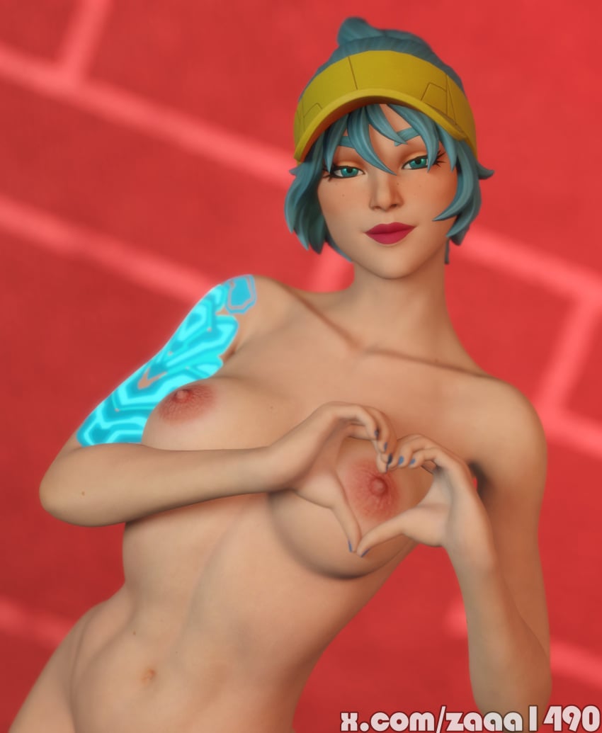 1girls 3d blender_(software) blue_hair breasts breasts colored_hair comet_(fortnite) female female_only fortnite fortnite:_battle_royale looking_at_viewer naked naked_female nipples nude nude_female painted_nails pose zaaa1490