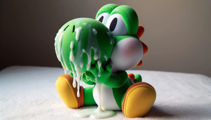 ai_generated cum cum_on_face gay green_yoshi mario_(series) super_mario_bros. yoshi