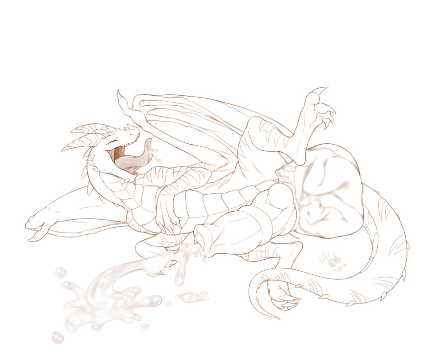 2016 ambiguous_gender animal_genitalia animal_penis anthro anthro_on_feral ball_vore balls big_balls claws closed_eyes cock_vore cownugget cum cum_on_ground cumshot digitigrade dragon drooling duo ejaculation equine_penis excessive_cum feral feral_dragon horn horsecock huge_balls hyper hyper_balls hyper_penis larger_male licking licking_lips male male/ambiguous male_dragon membranous_wings monochrome nude open_mouth orgasm penis raised_leg saliva scales scalie simple_background size_difference smaller_ambiguous smile spread_legs spreading toe_claws tongue tongue_out vore white_background wings zoophilia