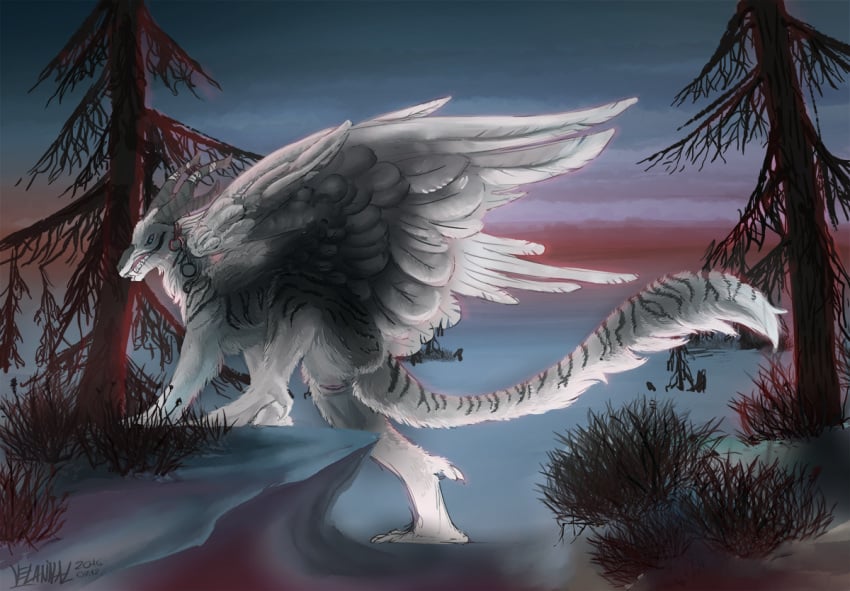 detailed_background dragon female feral horn pussy solo velannal wings