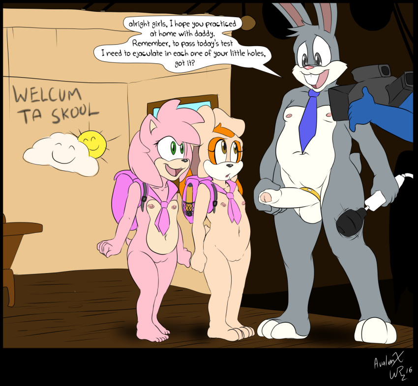 2016 amy_rose anthro areola aval0nx backpack bag balls bugs_bunny casual cream_the_rabbit crossover erect_nipples erection female flat_chested foreskin group hedgehog imminent_sex lagomorph looney_tunes male mammal nipples nude partially_retracted_foreskin penis pussy rabbit sonic_(series) sonic_the_hedgehog uncut warner_brothers young