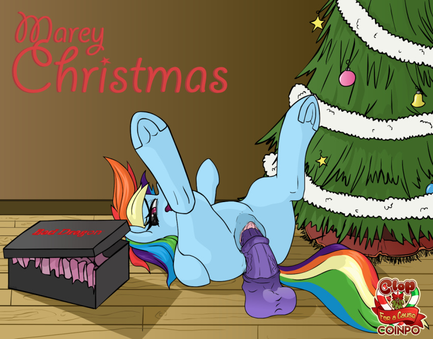 2015 ass bad_dragon blue_fur christmas christmas_tree clitoris coinpo dildo english_text equine female feral friendship_is_magic fur gift hair holidays horse inside looking_at_viewer lying mammal masturbation multicolored_hair my_little_pony on_back penetration pony purple_eyes pussy rainbow_dash_(mlp) sex_toy solo spread_legs spreading text tree vaginal_penetration vaginal_penetration