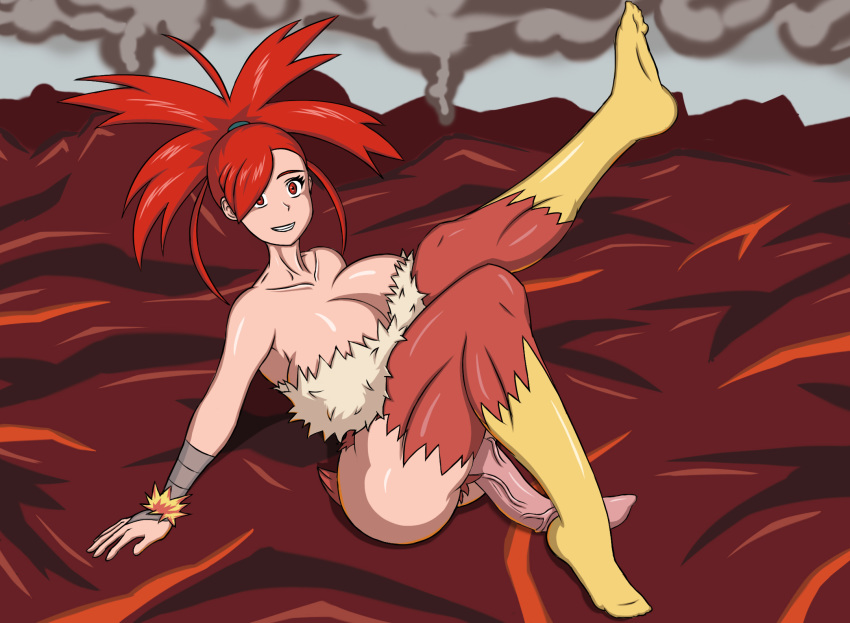 1futa animal_genitalia animal_penis arm_support ass bangs bare_shoulders blaziken blaziken_(cosplay) bosomancer breasts cleavage collarbone cosplay dickgirl eyelashes feet flannery_(pokemon) futa_only futa_sans_balls futanari gym_leader huge_breasts huge_cock human intersex large_breasts leg_up long_hair looking_at_viewer neck npc_trainer penis pokemon pokemon_(cosplay) pokemon_(species) pokemon_oras pokemon_rse pokephilia ponytail pubic_hair red_background red_eyes red_hair shoulders sitting smile smiling solo stockings teeth thick_thighs thighhighs tied_hair veins veiny_penis volcanic_setting volcano