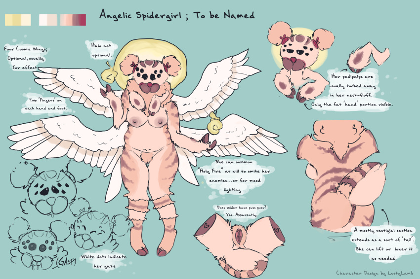 angel angelic anthro arachnid arthropod lazybutts lustylamb model_sheet pussy spider