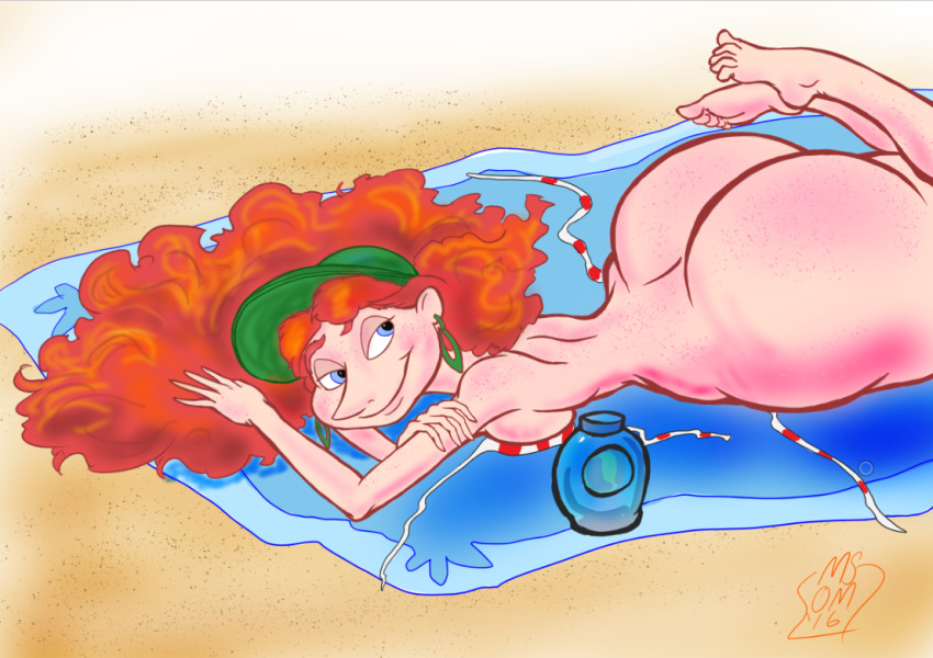 ass big_ass bikini bottom_heavy curly_hair disney inner_workings kate_(inner_workings) lying mistersnow_(artist) nude red_hair redhead small_breasts smile