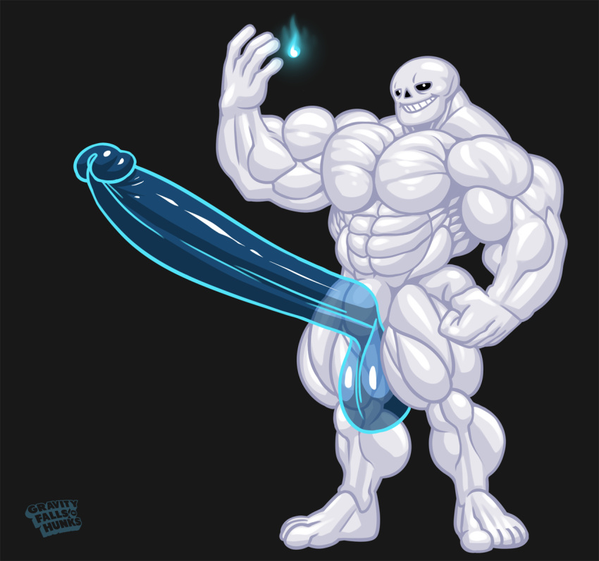 fire flame full-length_portrait full_length hyper hyper_balls hyper_penis lightsaber_dick magic male male_only monster muscles muscular portrait sans skeleton solo standing the_fabulous_croissant undertale wolfiecanem