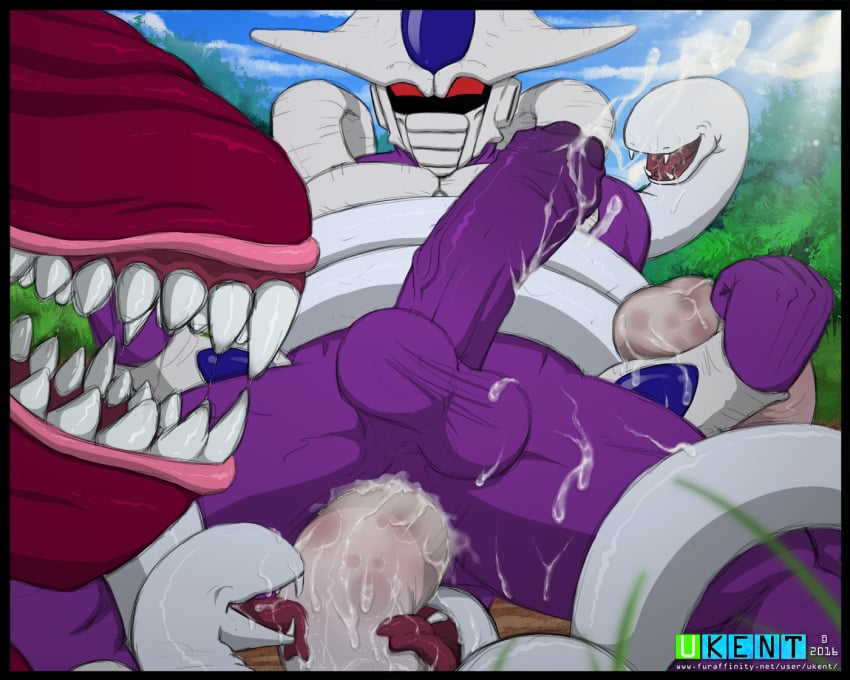 abs alien anal anal_sex anus balls bondage bound cooler_(dragon_ball) cum cum_on_balls cum_on_face cum_on_leg cum_on_penis cumshot dragon_ball ejaculation erection fellatio feral gay gums licking male male_only manly messy monster muscular nude open_mouth oral orgasm outdoors pecs penetration penis penis_lick saliva sex sharp_teeth smile spread_legs spreading teeth tentacle thick_penis tongue tongue_out ukent vein veiny_penis yaoi