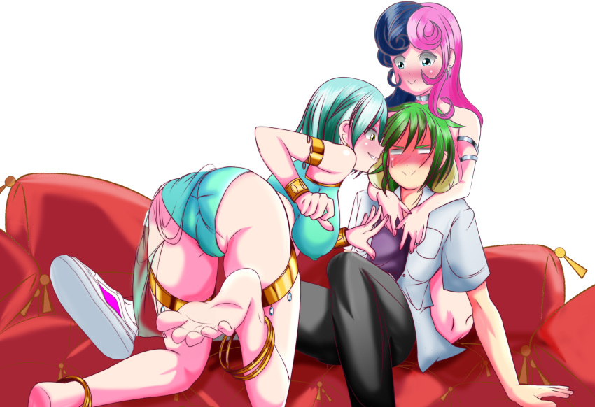 bonbon bonbon_(mlp) friendship_is_magic harem_girl humanized lyra_heartstrings_(mlp) my_little_pony smooth_skin spike spike_(mlp) threesome xxangeluciferxx