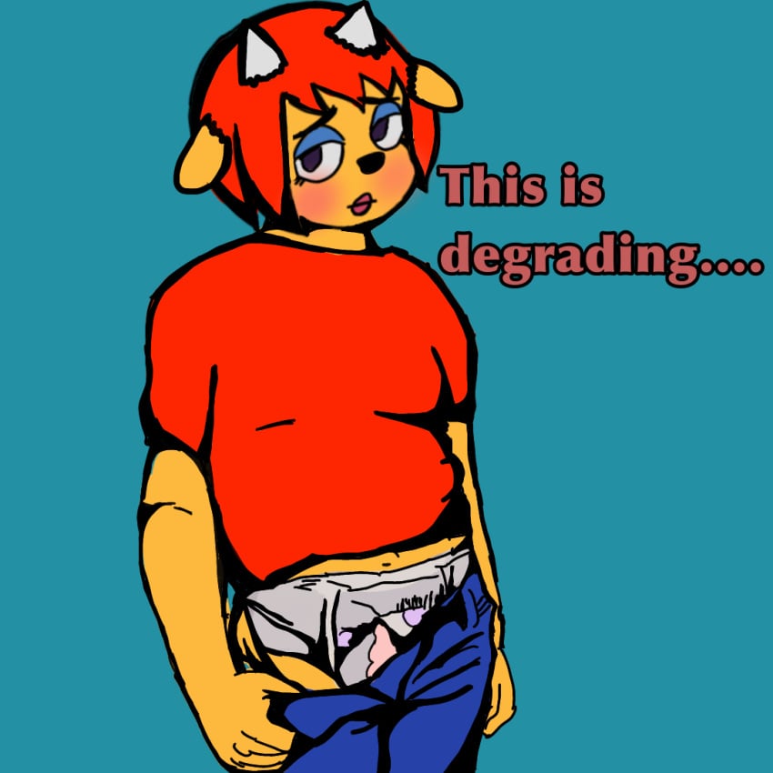 1girl 1girls anonishorny blush blushing blushing_at_viewer blushing_female diaper diaper_check diaper_fetish embarrassed female female_focus female_only flashing_diaper flashing_underwear furry furry_female furry_only horns humiliation lammy_lamb lesbian parappa_the_rapper playstation sony sony_corporation sony_interactive_entertainment um_jammer_lammy