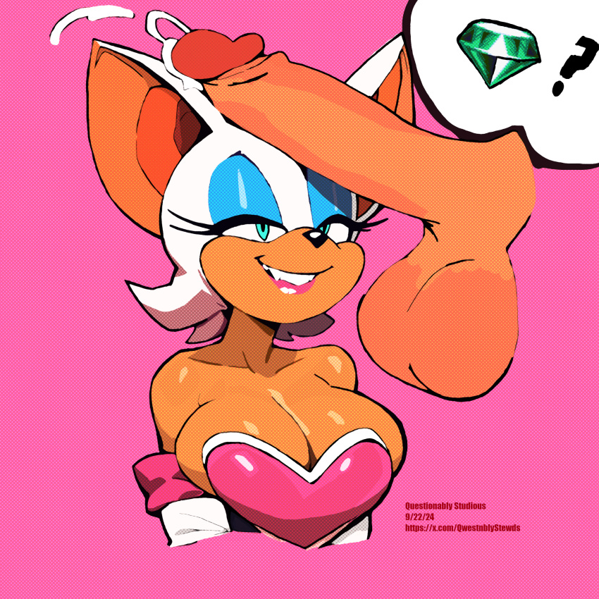 2d animal_ears bat_ears bat_girl chaos_emerald cum ejaculation erection furry furry_female highres large_penis mobian mobian_(species) mobian_bat non-web_source overflowing_breasts penis questionably_studious rouge_the_bat sega sonic_(series) sonic_adventure_2 sonic_the_hedgehog_(series) testicles uncensored white_fur