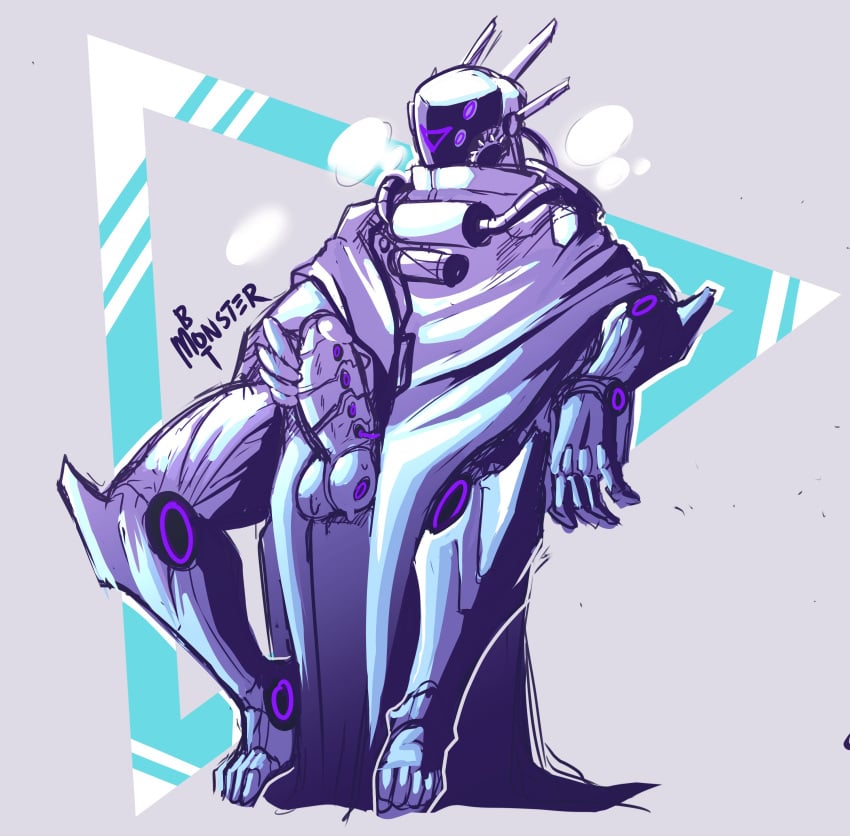 absurd_res balls digital_drawing_(artwork) digital_media_(artwork) erection genitals hi_res machine male male_focus male_only monsterbot not_furry robot sitting solo