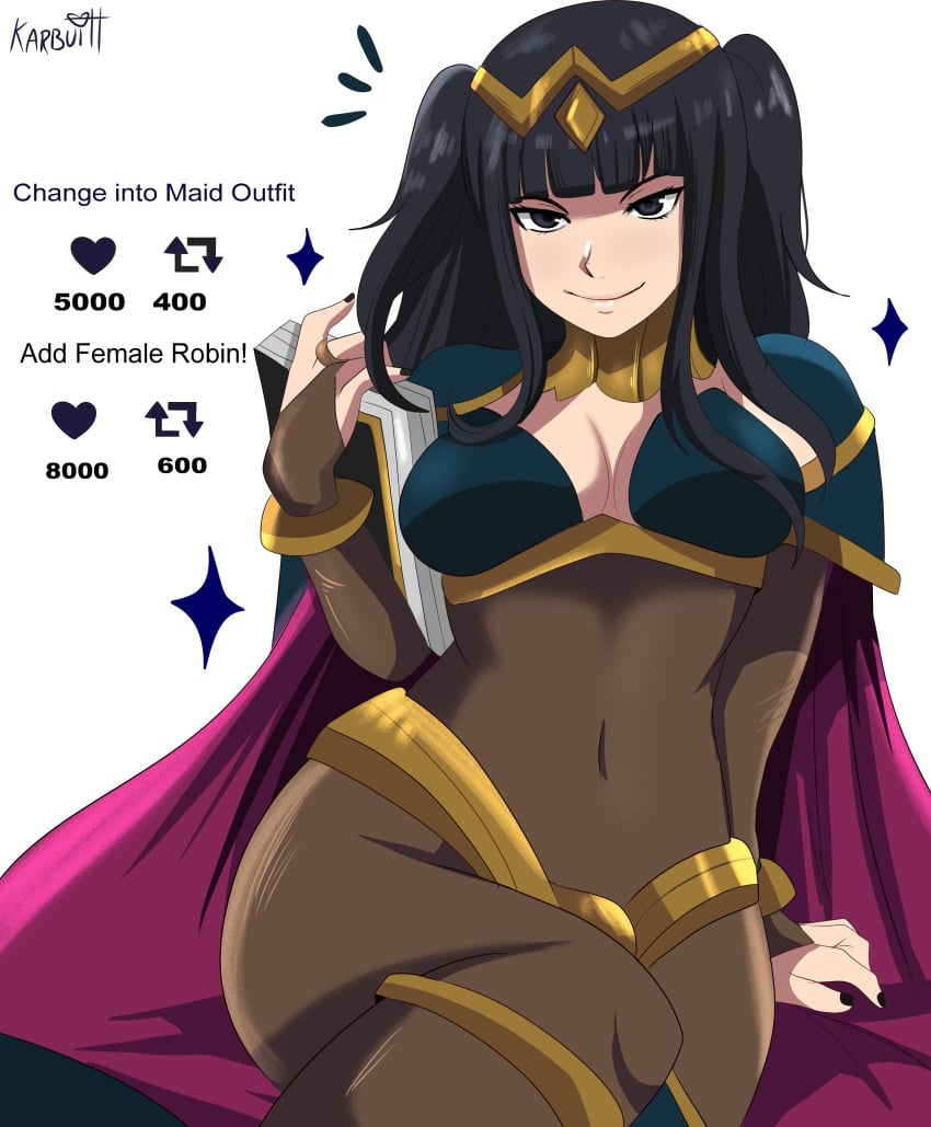 1girls absurd_res black_eyes black_hair bodystocking cape english_text female female_only fire_emblem fire_emblem_awakening karbuitt long_hair looking_at_viewer nintendo smiling smiling_at_viewer solo strip_game text tharja_(fire_emblem) twintails twitter_strip_game_(meme) white_background