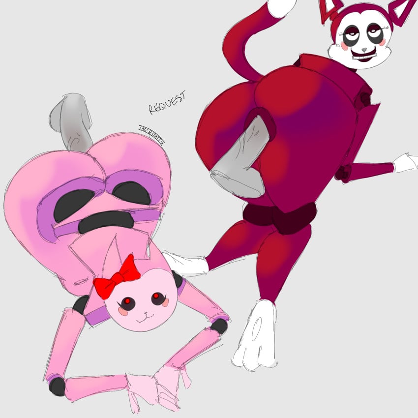 2d 2d_(artwork) 2d_artwork 2girls animatronic animatronic_female anthro cat charlene_(five_nights_with_charlotte's) charlotte_(five_nights_with_charlotte's) disembodied_penis five_nights_with_charlotte's incrimit7 request roblox roblox_game self_upload sex tagme