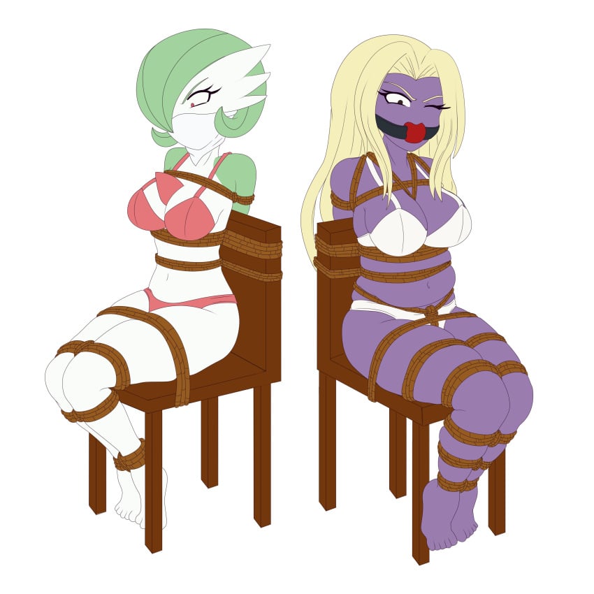 2girls 2women ass bad_tag ball_gag bare_shoulders belly blonde_hair bob_cut bondage bound bra breasts brown_rope chair chubby_woman cleavage cloth_gag collarbone colored_skin creatures_(company) ear eyebrows eyelashes fat fat_woman feet gag gagged gagmanzx game_freak gardevoir gen_1_pokemon gen_3_pokemon green_hair green_skin huge_ass improvised_gag jynx large_breasts legs lips long_eyelashes long_hair multiple_girls navel nintendo panties pink_bra pink_panties pink_straps png_conversion pokemon pokemon_(creature) pokemon_only pokemon_rgby pokemon_rse purple_eyes purple_lips purple_skin red_eyes rope shiny_skin short_hair strap thick_eyebrows thick_eyelashes thick_thighs thighs toes underwear very_long_hair white_bra white_panties white_skin white_straps wide_hips