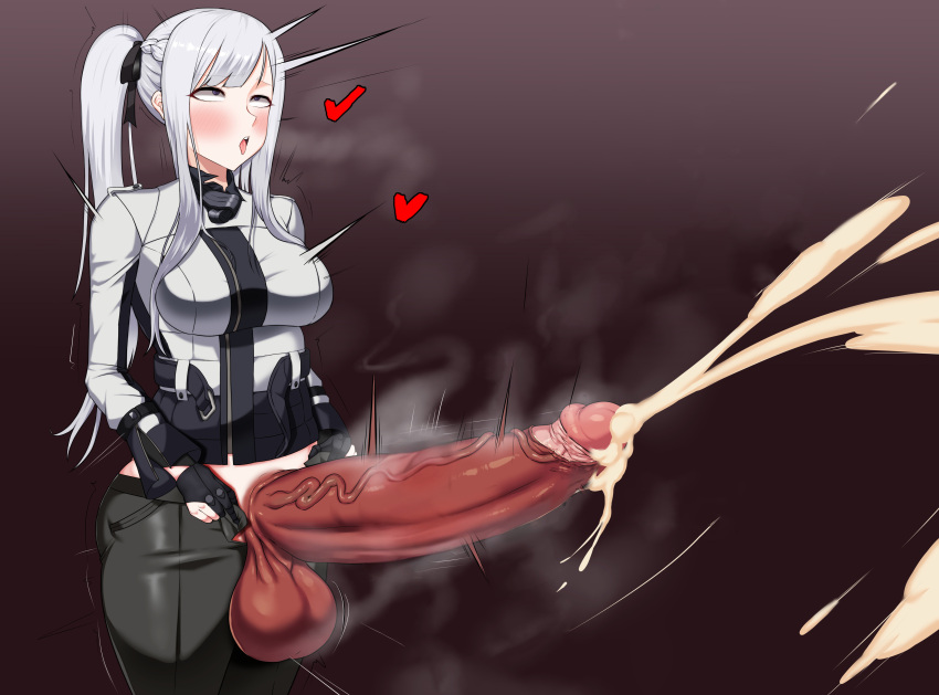 1futa ahe_gao ak-12_(girls'_frontline) balls big_balls big_breasts big_penis black_gloves breasts busty clothed clothing cum cum_stream dark_penis ejaculation erect_penis erection exhaling futa_only futanari gigantic_penis girls'_frontline gloves gradient_background half_gloves hands-free handsfree_ejaculation hearts_around_head heat_(temperature) heavy_breathing huge_cock human hung_futanari hyper hyper_penis light-skinned_futanari light_skin massive_penis mostly_clothed orgasm penis penis_growth penis_out presenting_penis rad_racer red_penis retracted_foreskin side_ponytail simple_background solo solo_futa standing steaming_penis thick_penis tight_clothing tight_pants tongue_out uncut white_hair