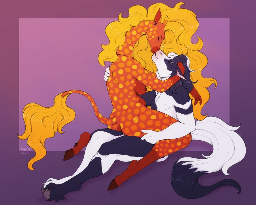 anthro anthro_on_anthro anthro_penetrated anthro_penetrating anthro_penetrating_anthro ass blonde_hair breasts closed_eyes dewclaw_hooves duo equid equine female female_penetrated fur giraffe giraffid hair hooves horn horse kaylii kissing long_hair mae_(kaylii) male male/female male_penetrating male_penetrating_female mammal markings multicolored_body multicolored_fur multicolored_hair orange_body orange_fur orange_spots ossicone penetration penile penile_penetration penis_in_pussy purple_background purple_body purple_fur purple_hair sex side_boob simple_background spots spotted_body spotted_fur spotted_markings tail tail_tuft tuft two_tone_body two_tone_fur two_tone_hair vaginal_penetration vaginal_penetration white_body white_fur white_hair yellow_spots