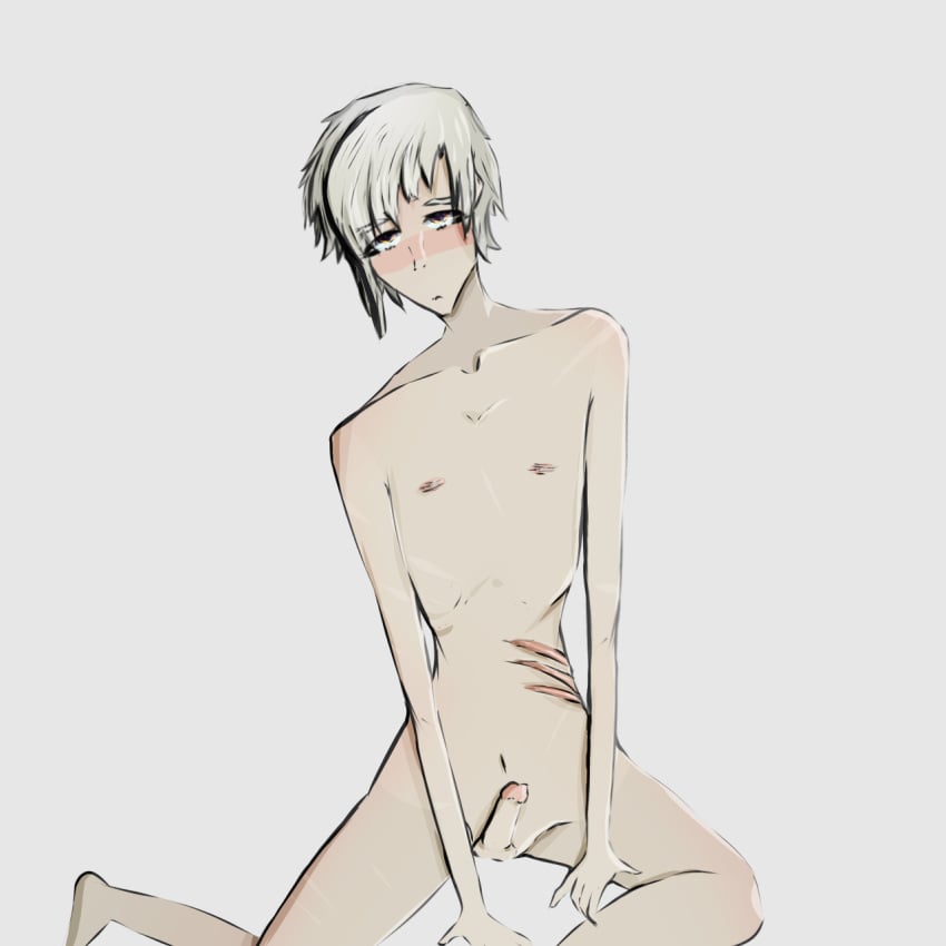 atsushi_nakajima bungo_stray_dogs monstereoran naked naked_male scars skinny_male white_hair