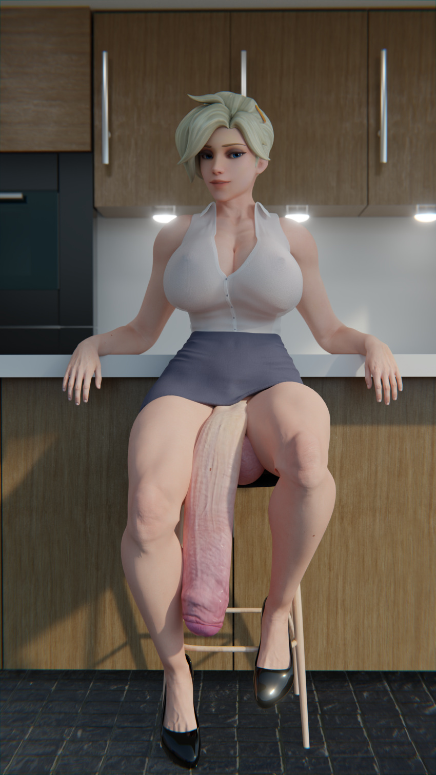 1futa 3d abs big_penis black_heels blender blonde_hair blue_eyes clothed foreskin front_view futa_only futanari grey_skirt hanging_penis huge_cock human kitchen large_penis light-skinned_futanari light_skin long_penis looking_at_viewer mercy mole mole_(marking) mole_on_leg mole_on_penis mole_on_thigh muscular muscular_futanari nipples overwatch partially_retracted_foreskin penis penis_out penis_to_the_knees penis_under_skirt pink_penis platinum_blonde_hair rugged_penis sitting skirt smirk smirking_at_viewer soft_penis solo source_filmmaker sourcemaker standing stool toned uncut unretracted_foreskin veins veiny_stomach very_long_penis wardrobe_malfunction