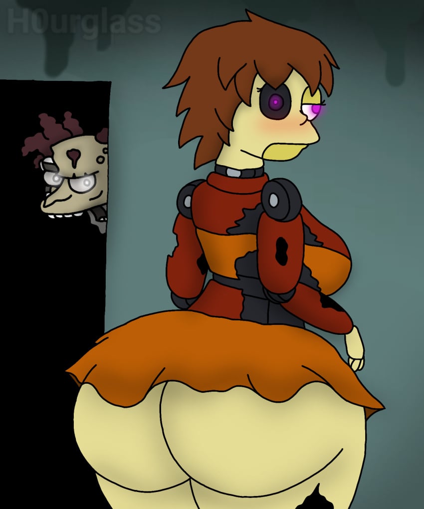 1boy 1boy1girl 1female 1girls 1male artist_logo artist_name ass ass_focus big_ass big_butt blue_wall blush brown_hair door fanart fanmade fat_ass female first_porn_of_character first_porn_of_franchise five_nights_at_freddy's fnaf fun_times_at_homer's fun_times_at_homer's_3 h0urglass_(artist) huge_butt light_eyes lucy_droid_(ftah3) male massive_ass massive_butt montgomery_burns purple_eyes red_hair red_shirt robot robot_girl robot_humanoid shaded skirt skirt_up suitcage_(ftah3) the_simpsons wall