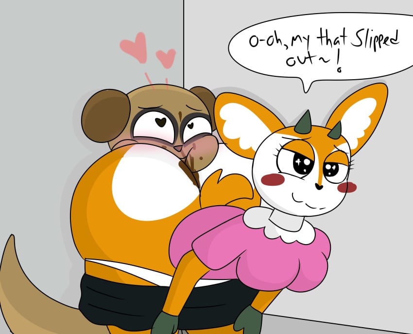 aggressive_retsuko aggretsuko anthro ass ass_focus ass_on_face bent_over big_ass big_butt blush brappycatty brown_fur face_in_ass facesitting female fluffy_tail gazelle heart heart-shaped_pupils komiya looking_pleasured male meerkat orange_fur pleasure_face pleasured relief relieved sanrio shart sharted sharting sharting_on_face short_tail sitting_on_another sitting_on_person speech_bubble sunniefunnie tail talking tsunoda tsunoda_(aggretsuko) white_fur