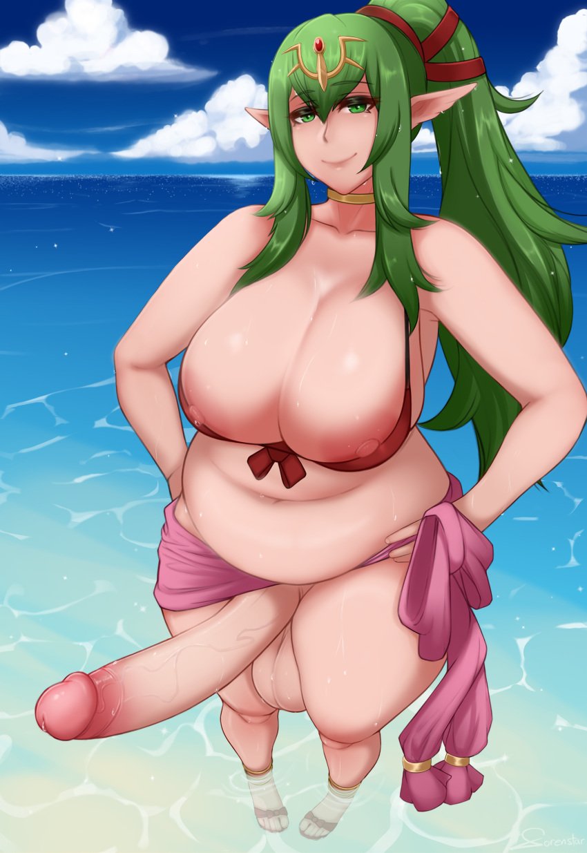 1futa alternate_costume areolae balls bare_legs bare_midriff beach big_breasts bikini breasts breasts_out bursting_breasts chubby cleavage clothed clothing curvy erection fat fire_emblem fire_emblem_awakening fire_emblem_heroes from_above futa_only futanari green_eyes green_hair horny huge_breasts huge_cock human legs light-skinned_futanari light_skin long_hair looking_at_viewer midriff mostly_nude nintendo nipples ocean official_alternate_costume outdoors partially_submerged penis pointy_ears ponytail red_bikini red_footwear red_swimsuit sandals sarong smile solo sorenstarz swimsuit thick_thighs tiki_(adult)_(fire_emblem) tiki_(adult)_(summer)_(fire_emblem) tiki_(fire_emblem) very_long_hair voluptuous wet wide_hips