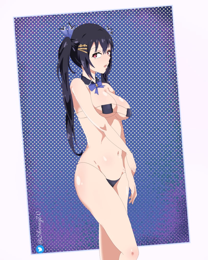 black_hair choujigen_game_neptune female long_hair neptune_(series) neptunia_(series) noire red_eyes sheong_wong