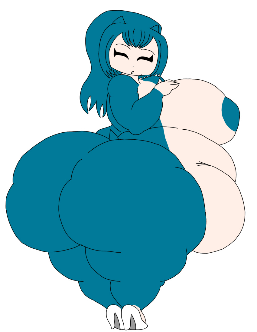 1girls big_belly big_breasts blue_body blue_hair closed_eyes cozmodino fat_ass fat_butt female hungry looking_at_viewer looking_confused looking_for_someone nintendo obese_female overweight overweight_anthro overweight_female plump_ass pokemon pokemon_(species) searching snorlax solo tail very_long_hair