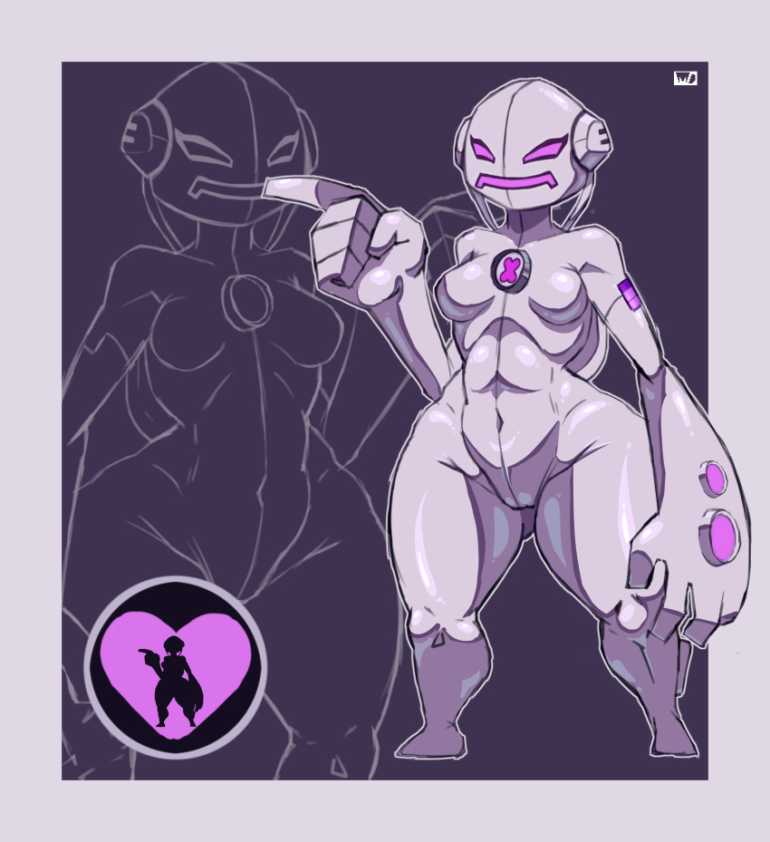 1girls alien alien_girl averag3artist18 ben_10 bodysuit chaquetrix echo_echo female heart huge_breasts looking_at_viewer oversized_forearms purple_eyes shiny_clothes shiny_skin short_stack shortstack skin_tight smile solo sonorosian thick_thigh white_skin wide_hips