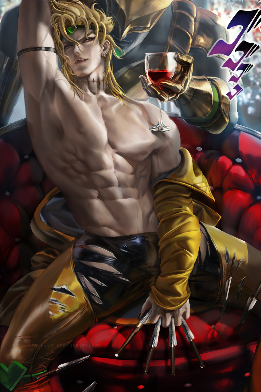 blonde_hair dio_brando jojo's_bizarre_adventure male_only sakimichan shirtless stand_(jjba) stardust_crusaders tagme the_world yellow_eyes