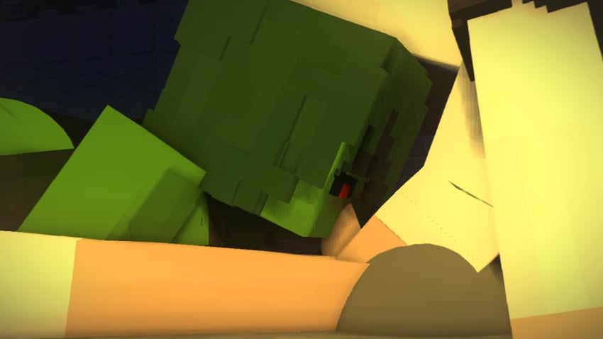 1boy 1futa 3d blowjob centrifigual claire_(centrifigual) deep_blowjob erect_penis femboy futa/male futa_on_male futanari green_body green_hair human_male humanoid_penis male mine-imator minecraft monster_girl no_panties random_guy red_eyes tagme zombie_(minecraft) zombie_futa_(minecraft)