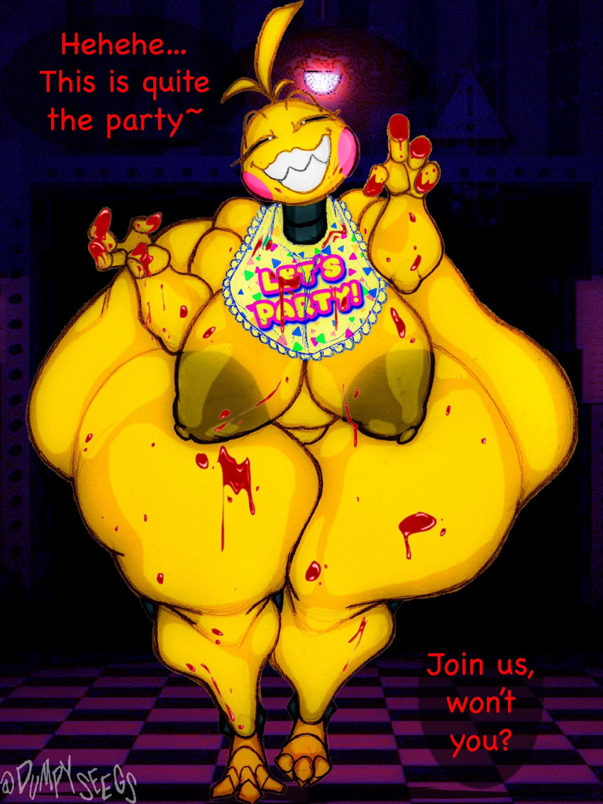 ass_bigger_than_head big_breasts blood breasts bubble_butt casual casual_nudity dumpyseggs falaxart five_nights_at_freddy's huge_ass huge_breasts hyper_ass pov public public_nudity shortstack solo teasing thick_thighs toy_chica_(fnaf) wide_hips