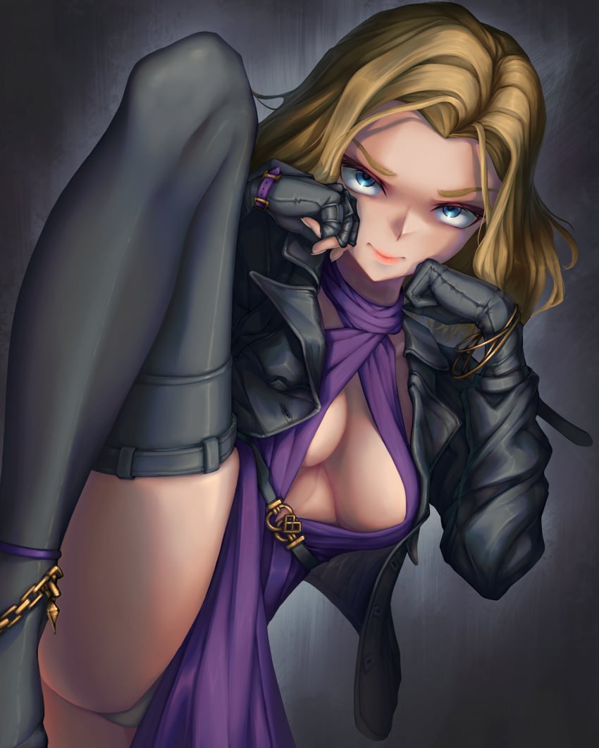 1girls big_ass big_breasts blonde_hair boob_window cancerlele cleavage female female_only legs_up milf namco nina_williams spread_legs tekken tekken_1 tekken_2 tekken_3 tekken_4 tekken_5_dark_resurrection tekken_6_bloodline_rebellion tekken_7 tekken_8 tekken_blood_vengeance tekken_tag_tournament tekken_tag_tournament_2 thick_thighs upskirt