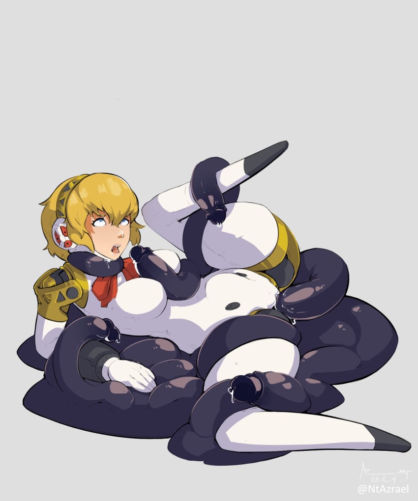 1girl 1girls aegis_(persona) aigis_(persona) android blonde_hair blue_eyes breasts clothed_sex clothing cum cum_in_pussy cum_inside cum_on_tentacle cum_on_tentacles eyes_rolling_back female female_only gynoid ntazrael open_mouth penetration penis_tentacles persona persona_3 persona_3_reload robot robot_girl sex short_hair simple_background solo solo_female spread_legs tentacle tentacle_around_arm tentacle_around_leg tentacle_around_neck tentacle_penetration tentacles vaginal_penetration